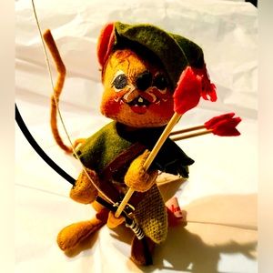 Vintage Annalee 7" Robin Hood Mouse #2008 (1990) Complete w/ Bow, Arrows & Sack